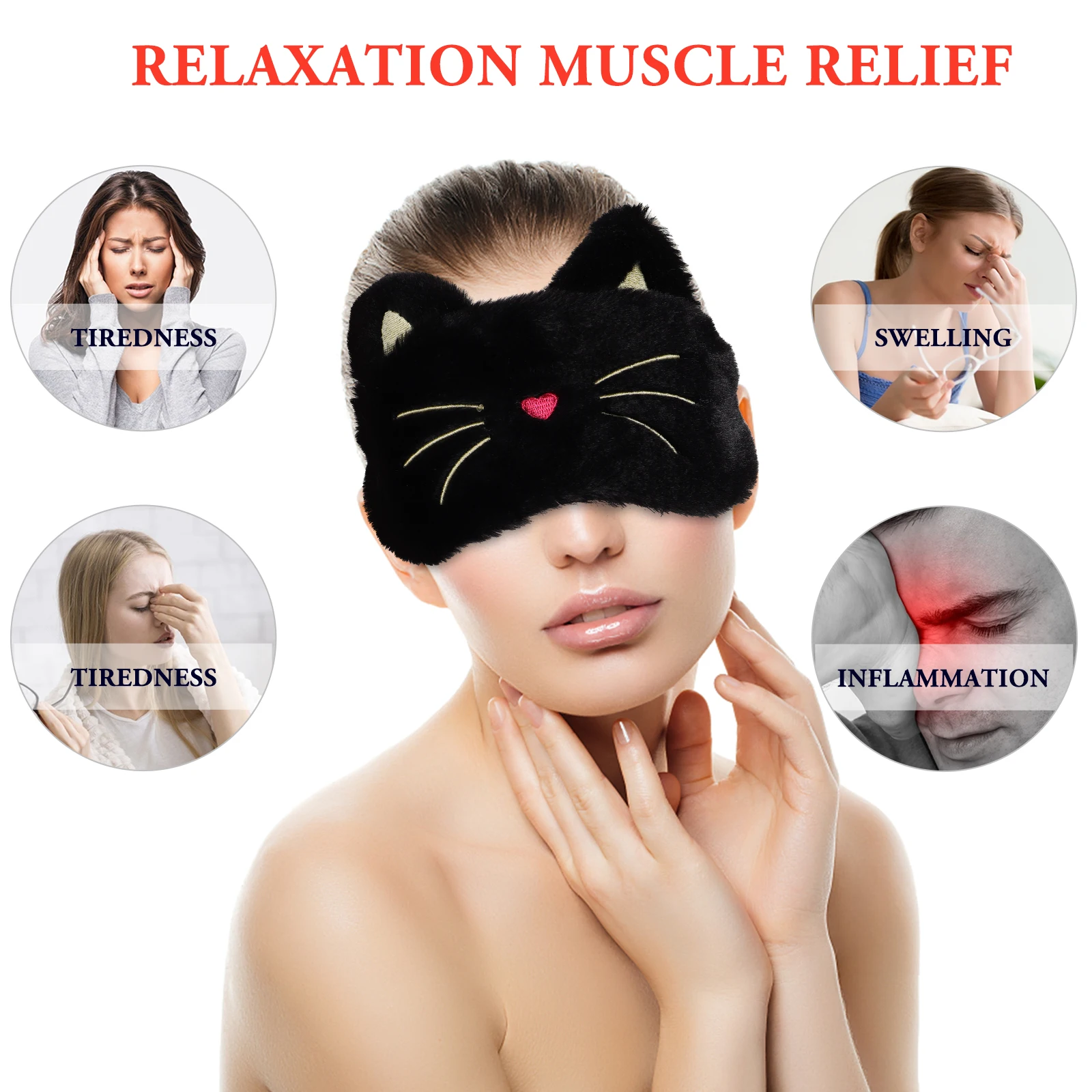 

1Set Heated Eye Patch Premium Arc Nose Design Adjustable Buckle Lightweight Blackout for Travel Home Hotel Train