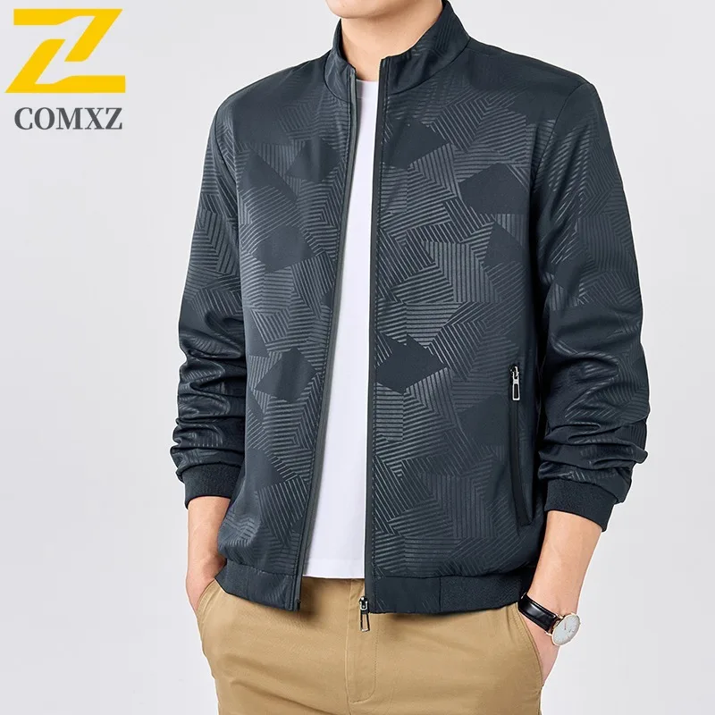 

COMXZ Premium Mens Jacket Commute Office Windproof Motorcycle Coats Business Casual Comfortable Lightweight Autumn New Outerwear