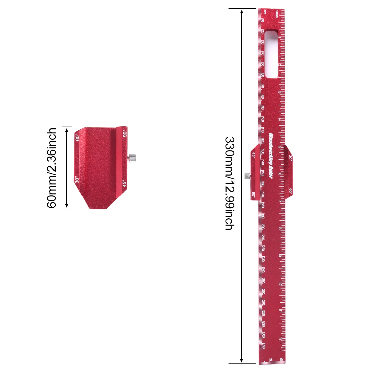 Woodworking Ruler 1Pcs Precision Pocket Metal Slide Ruler Inch/Metric Scribing Square Ruler for Marking and Measuring 12 Inch