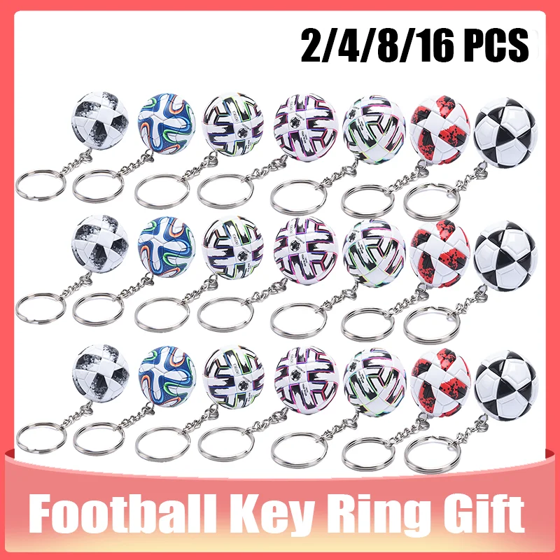

2/4/8/16 шт. Брелоки из искусственной кожи с 3D-футбольным мячом, сувенирные брелоки для мужчин, футбольные брелоки, подвески для сумок, кольца для ключей, подарок для парня, аксессуары