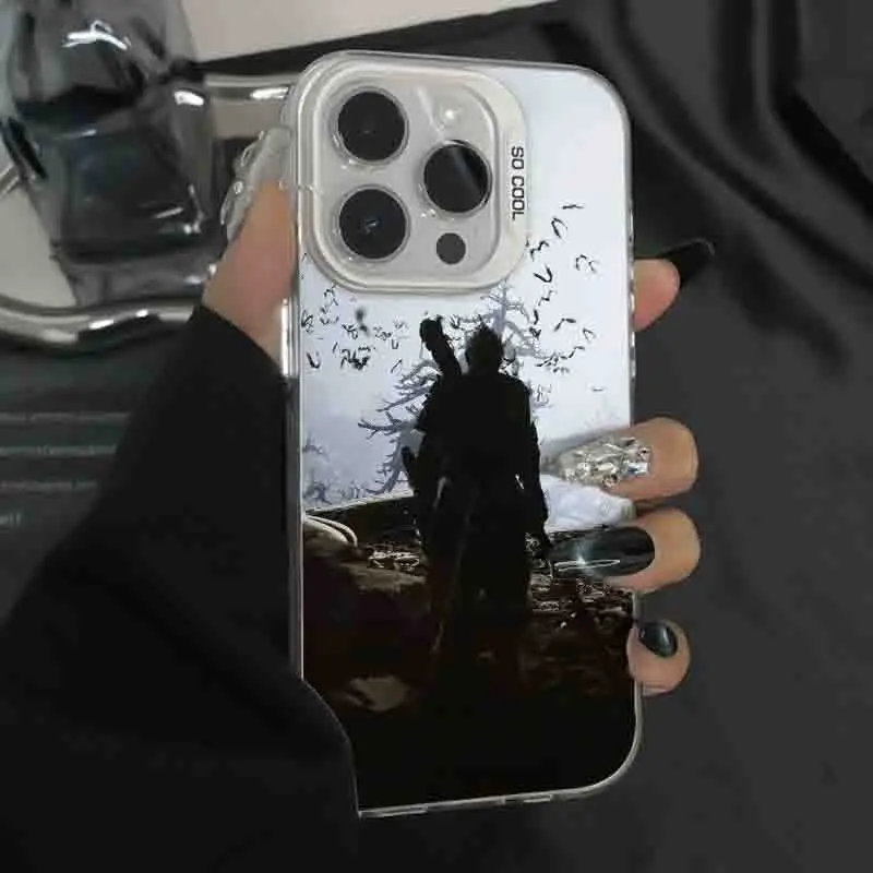 Super Cool Wu Kong Back Shadow Phone Case For iPhone 15 14 13 12 11 Pro Max 7 8 Plus XR XS MAX MINI Y2K Boy Anti Fall Back Cover