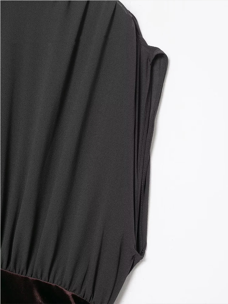 Mulheres lazer vestido 2025 moda feminina mangas curtas cor sólida splice rugas vestidos femininos verão outono elegante vestidos de festa