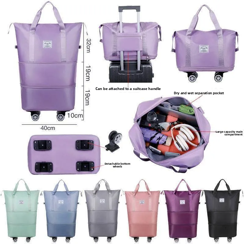 Short Trip Universal Wheel Travel Bag Lightweight Handheld Large Capacity Folding Storage Bag Men's Business Travel Bag