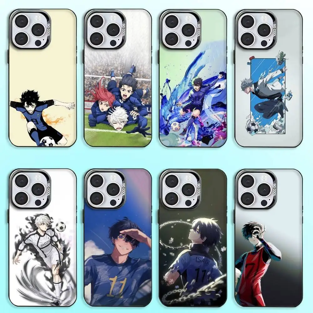 

Anime B-Blue L-Locks Phone Case For iPhone17,16,15,14,13,12,11 Plus,Pro Max Colored Silver Plated Inside Cover
