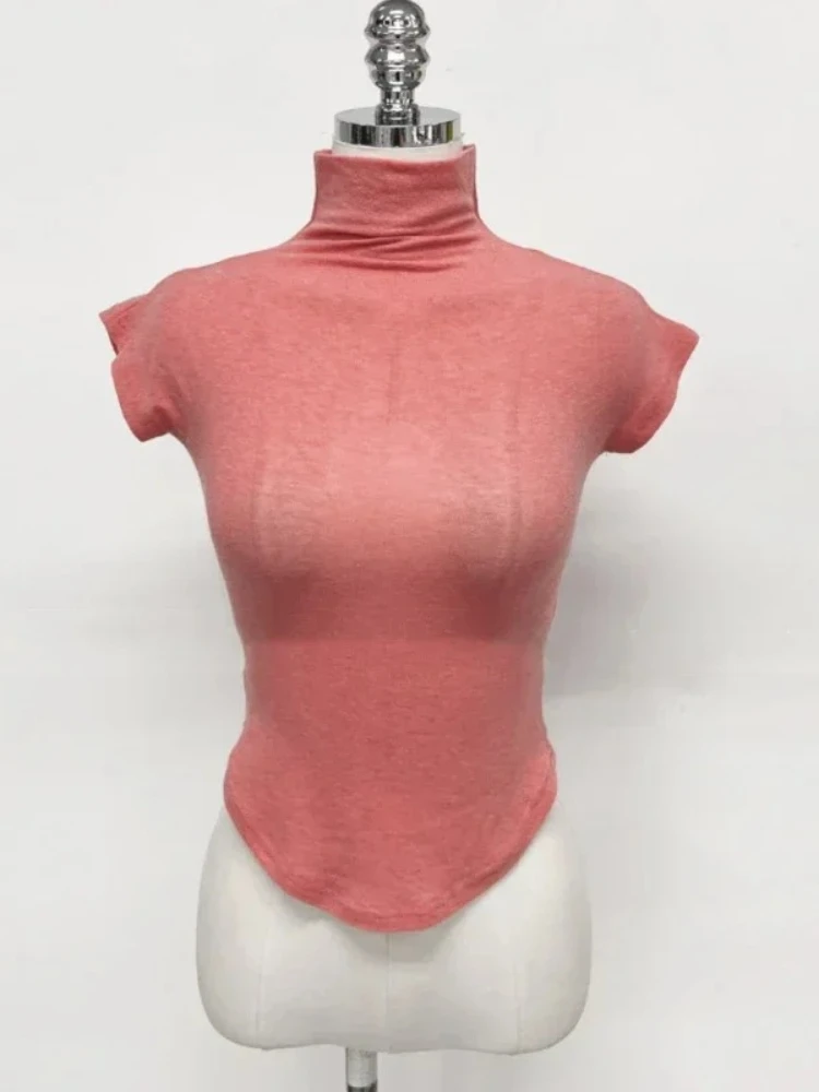 2026 Casual Summer T-Shirt Women Basic O Neck Woman Clothes Sexy Low Chest See Through Soft Slim Tops Tee Shirt Femme image 6