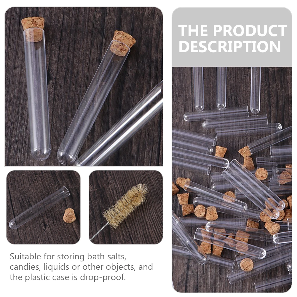 

100 Pcs Plastic Test Tube Stopper with Cover Bath Salts Storage Tubes Lids Liquid Container
