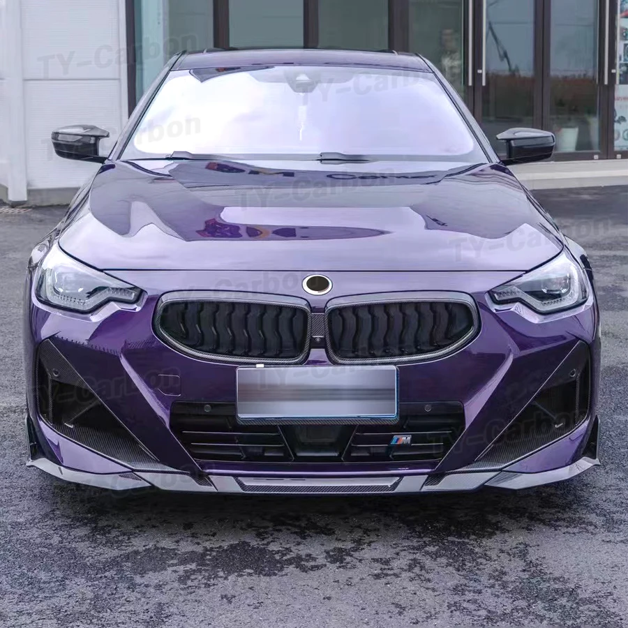 For BMW 2 Series G42 M235i M240i Dry Carbon Fiber Front Bumper Air Inlet Grille Side Vents Decorative Spoiler Fog Light Frame