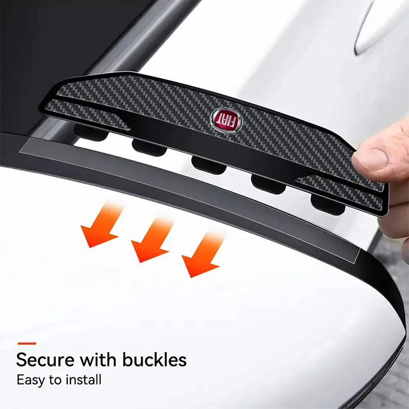 2 Peças de Capa de Chuva para Espelho de Carro em Fibra de Carbono para Fiat 500, Abbas, Panda, 500e, Tipo, Cronos, Argo, Ducato, Panda 500L, Punto - Acessórios Automotivos