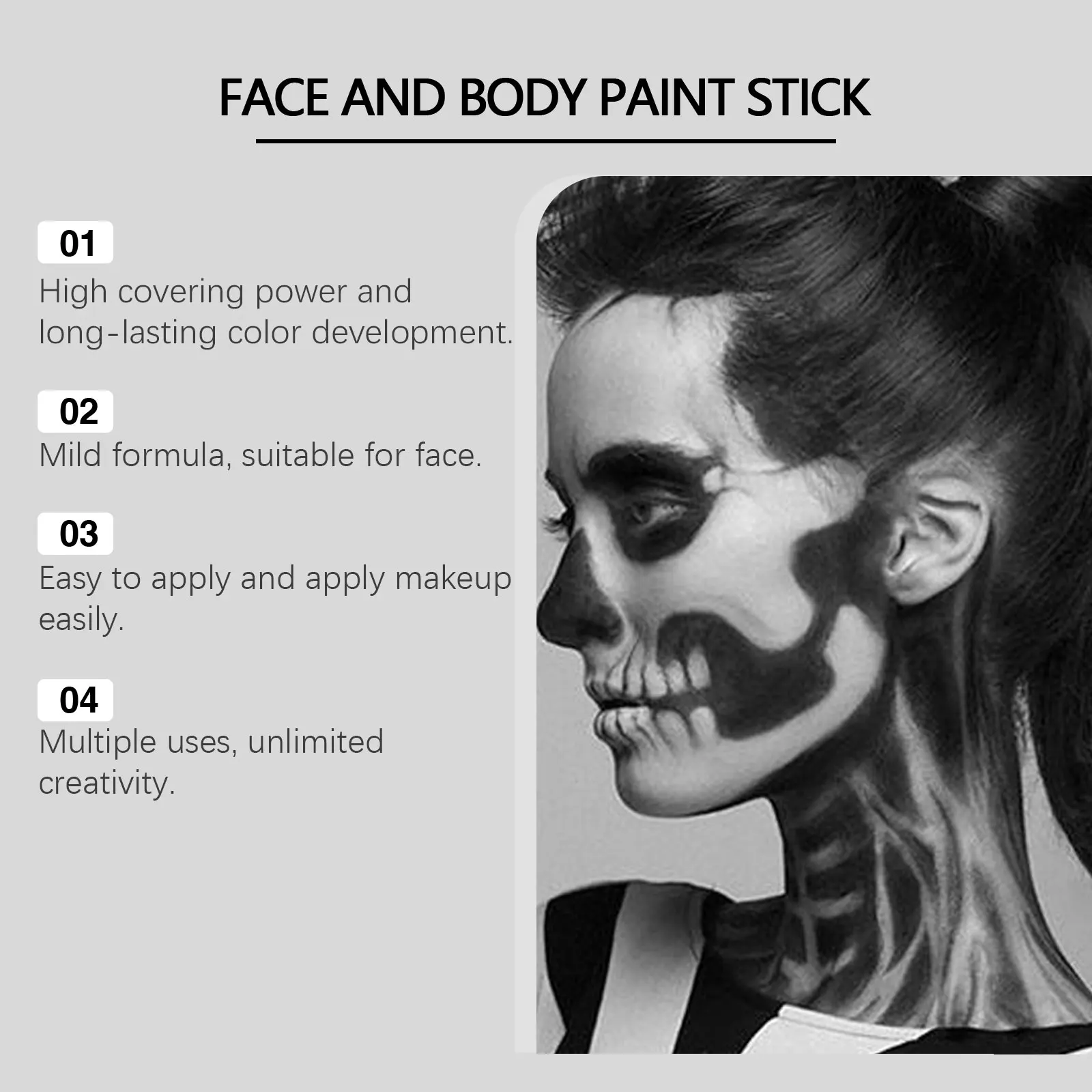 Halloween Body Painting Paste Facial Water-soluble Face Stage Painting Stick Face Body Black and White Painting Stick