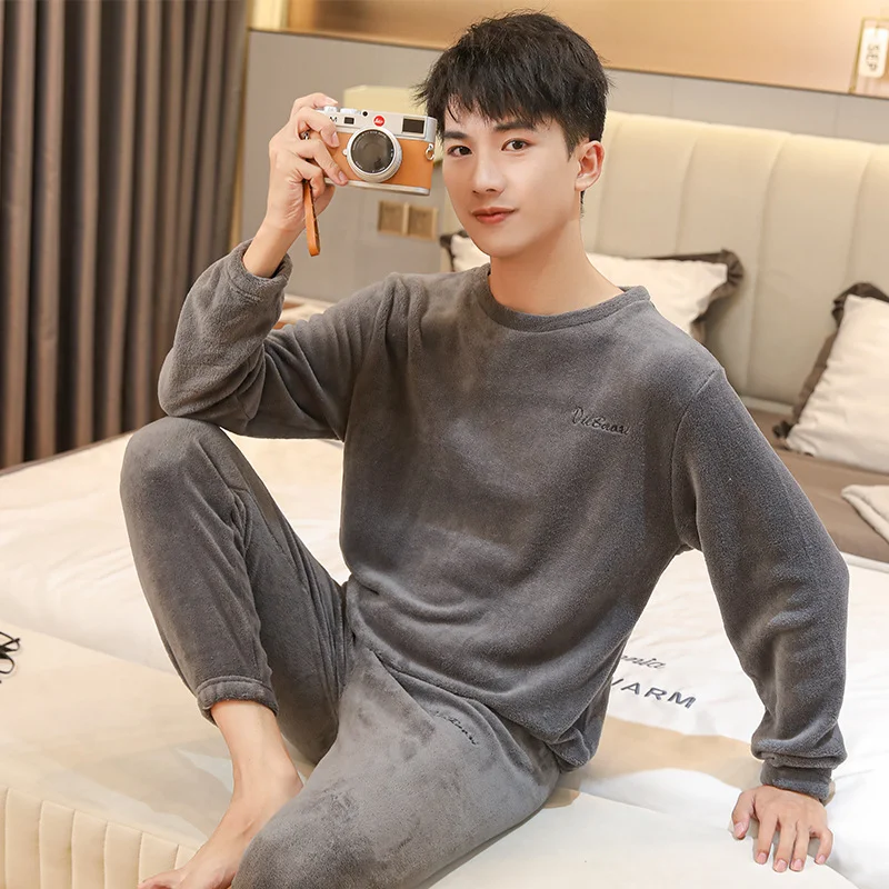 Autumn and Winter New Coral Velvet Pajamas Homewear Suit Men and Women Models Thickened and Padded Underwear Pajamas Homewear