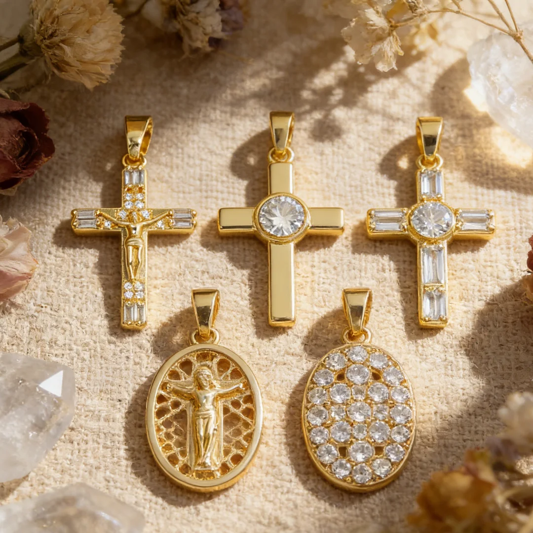 

12 шт. подвесок из латуни с цирконом, винтажные, геометрические, ажурные, в форме сердца, креста, Иисуса, для самостоятельного изготовления ювелирных изделий, ожерелий, браслетов, модный аксессуар