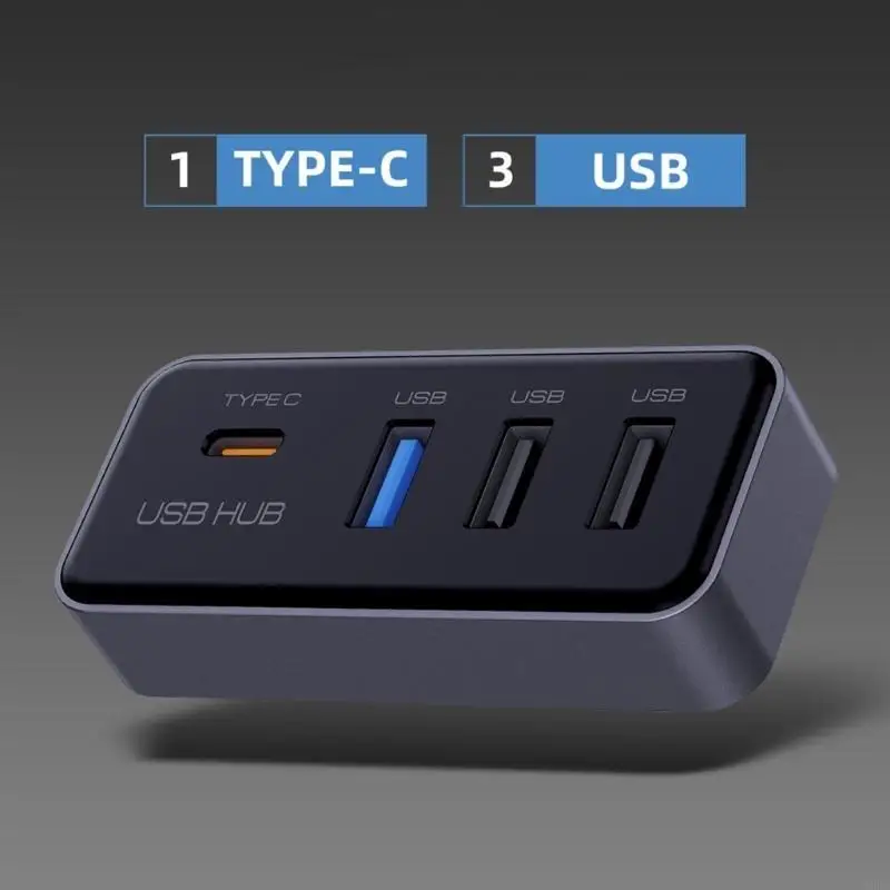Car Glove Box Multi Port USB Hub for Model 3/Y Including 3 USB Ports and 1 Type C Port Enabling Simultaneous Connection