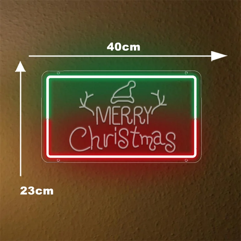 Merry Christmas Neon Sign LED Light USB Powered Wall Hanging Neon Light Handcrafted Bedroom Decor for Party Bar Home Decoration