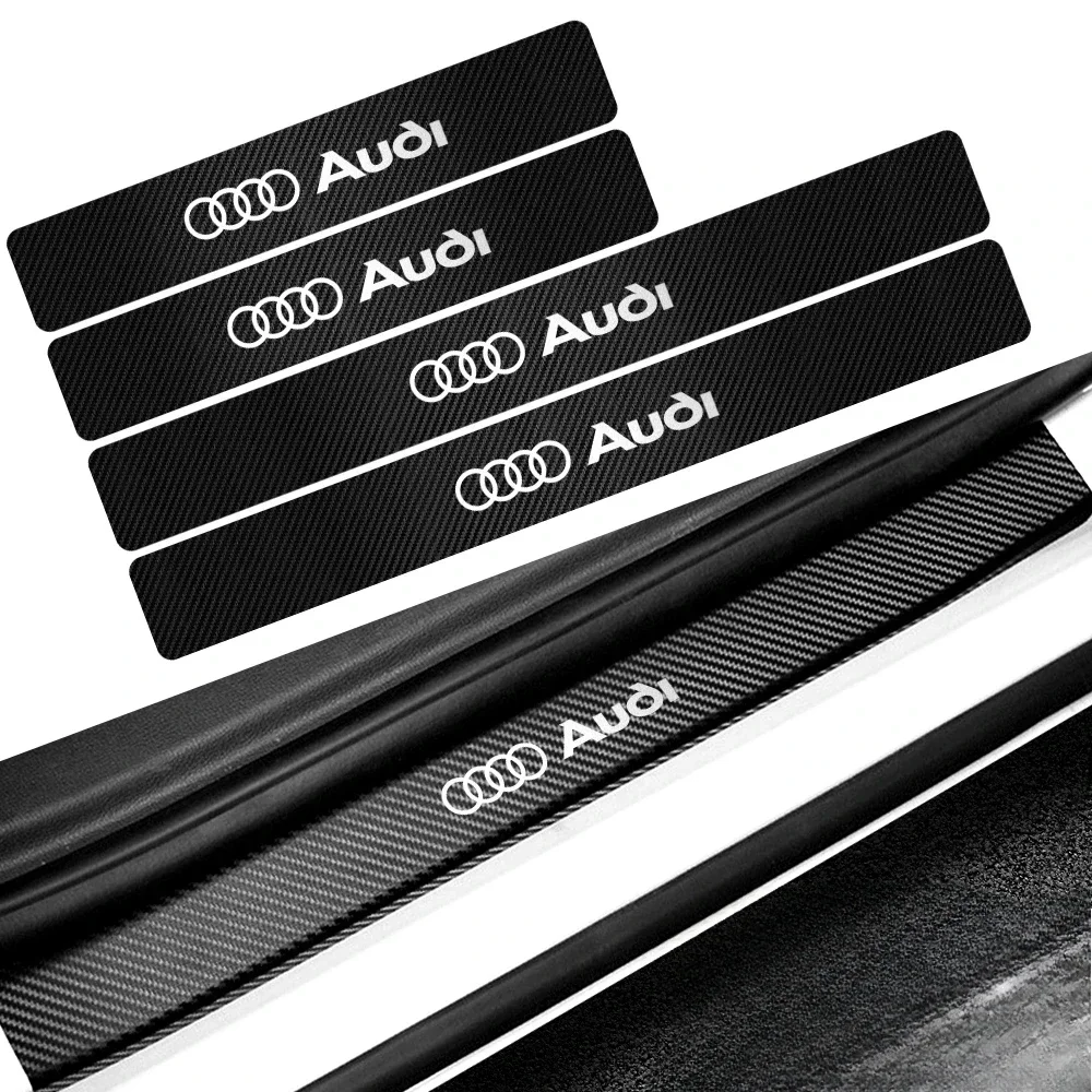 

4pcs Car Door Sill Protector Stickers Carbon Fiber Threshold Decal For Audi A4 A1 A3 8V A6 C7 A5 A7 A8 Q3 Q5 Q7 TT Sline Quattro
