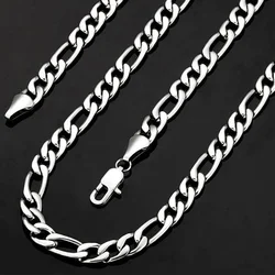 925 Sterling Silver 40-75cm Figaro catena collana uomo donna moda semplice catena matrimonio regalo di natale accessori gioielli