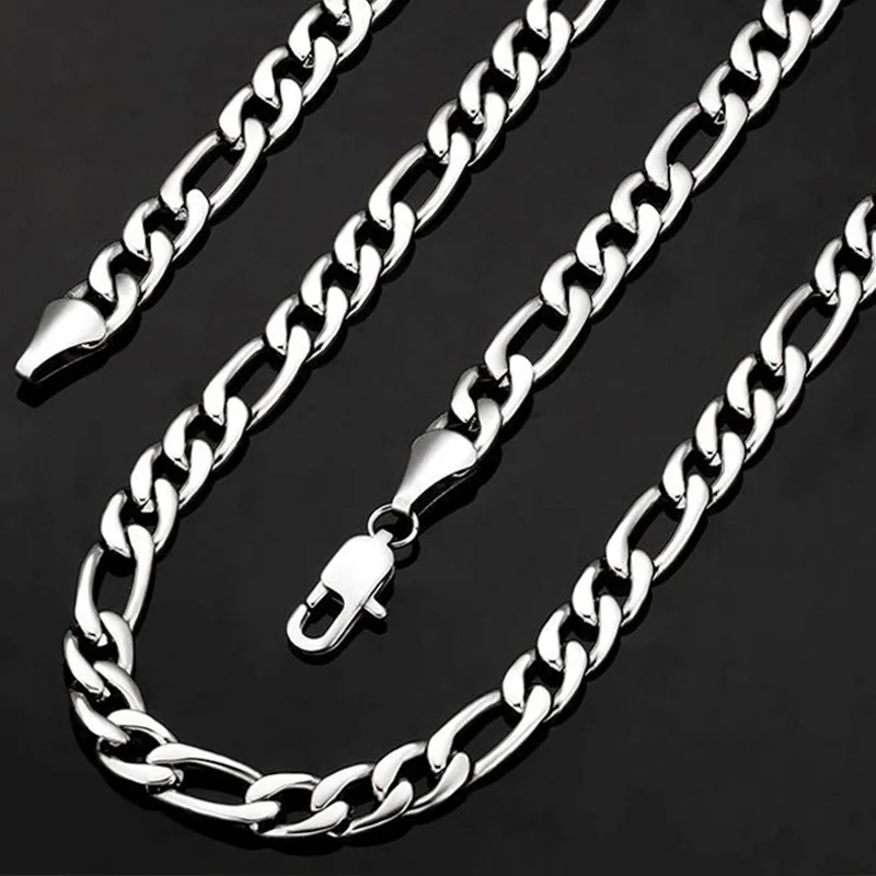 925 Sterling Silver 40-75cm Figaro Chain Naszyjnik Mężczyźni Kobiety Moda Prosty łańcuszek Ślubny Prezent Świąteczny Biżuteria Akcesoria