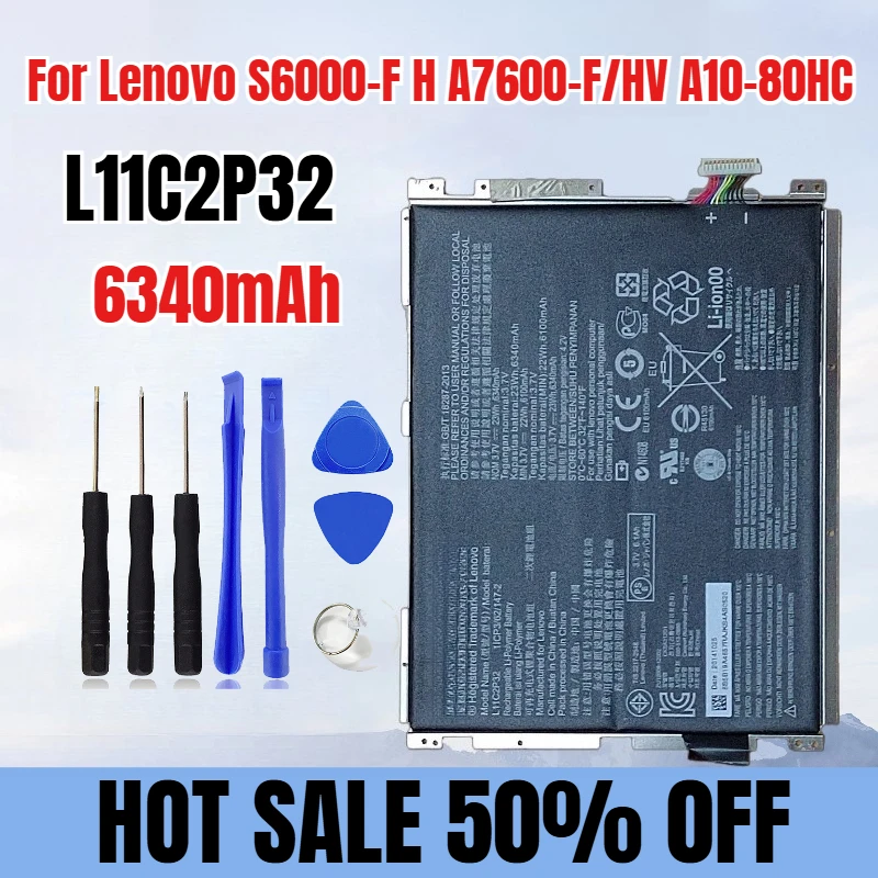 

6340 мАч для Lenovo S6000-F H A7600-F/HV A10-80HC Аккумулятор для планшета L11C2P32