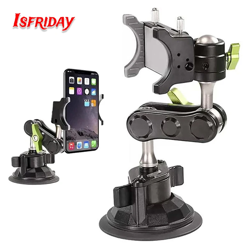 Universal Metal Phone Clamp Holder in Car Ball Head Bracket Suction Cup Mount 360 Rotate Stand for iPhone Samsung Xiaomi Clip 