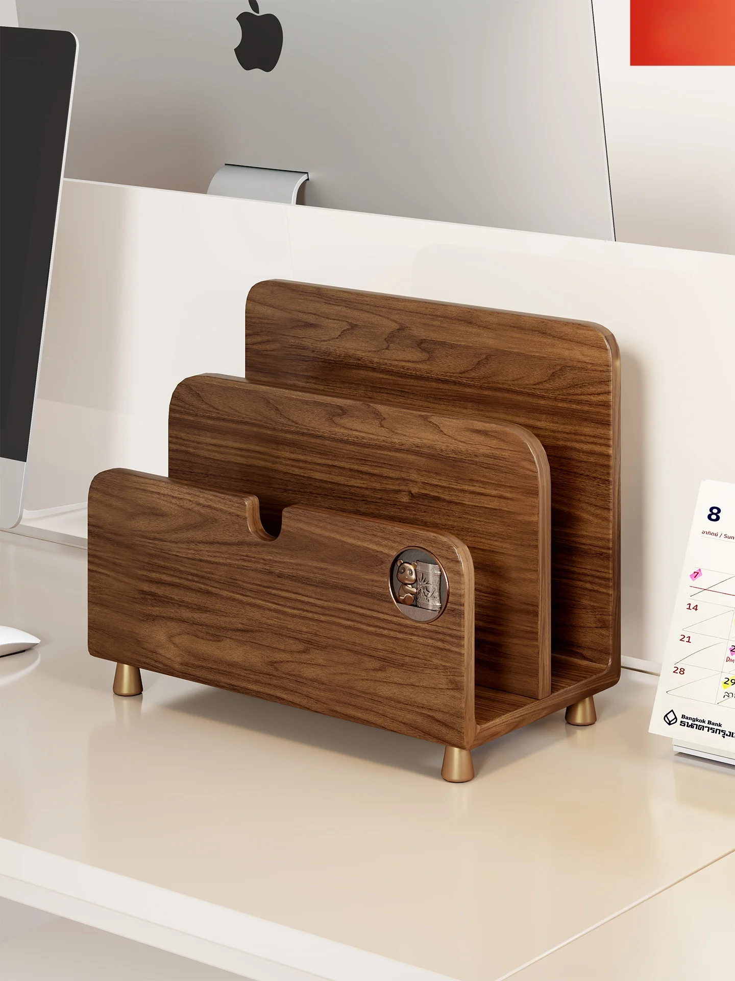 real-wood-desktop-bookends-office-file-folder-storage-rack-student-study-desk-bookshelf-rotatable-square-shape-simple-style