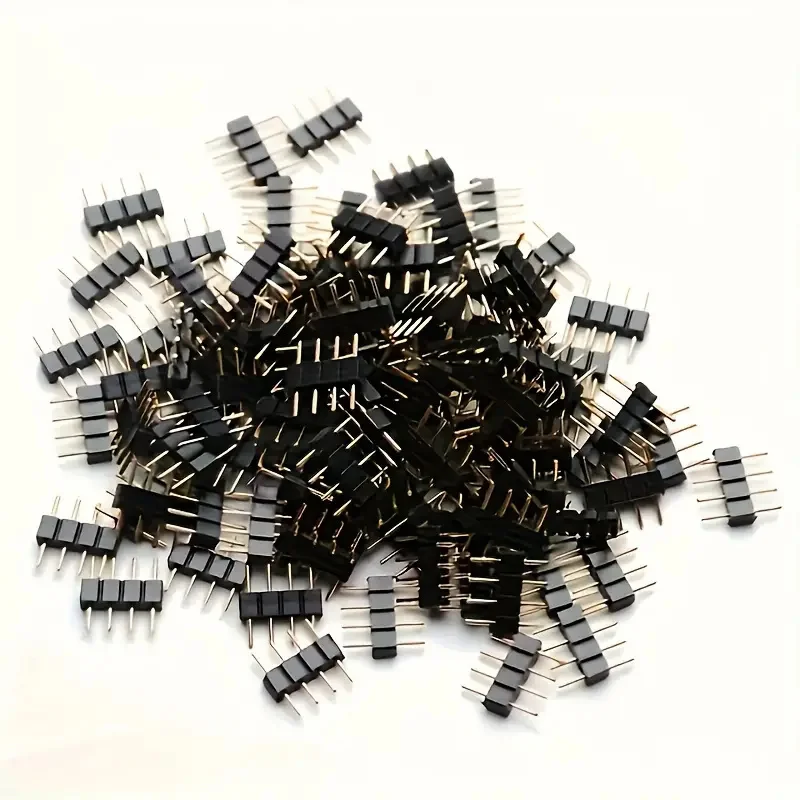 100Pcs 4Pin Black/ RGB/5Pin RGBW Needle Male Plug Double LED Connector Adapter No welding solder For Led Strip lamp