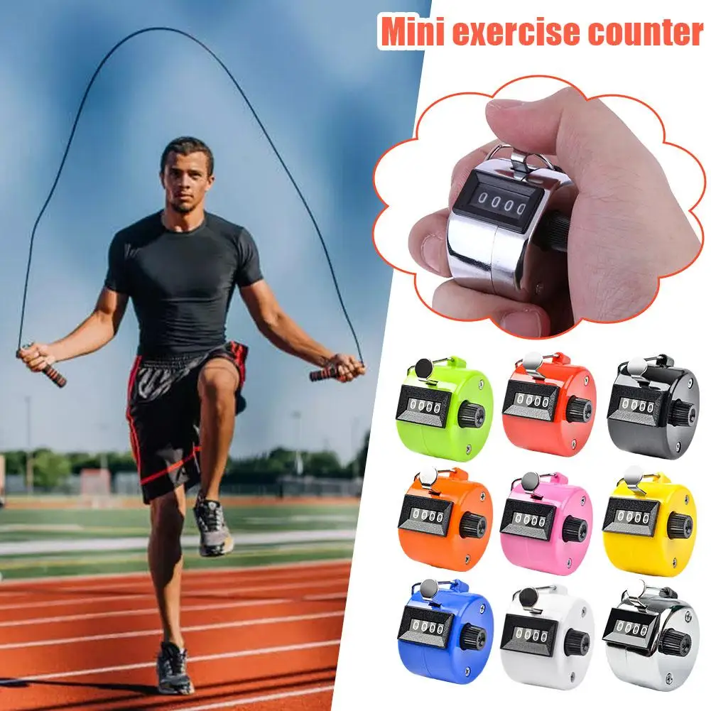 4 Digit Number Mini Hand Held Tally Counter Mini Mechanical Max Counter Digital 9999 Counting Counter Hand Training Tally R2H9