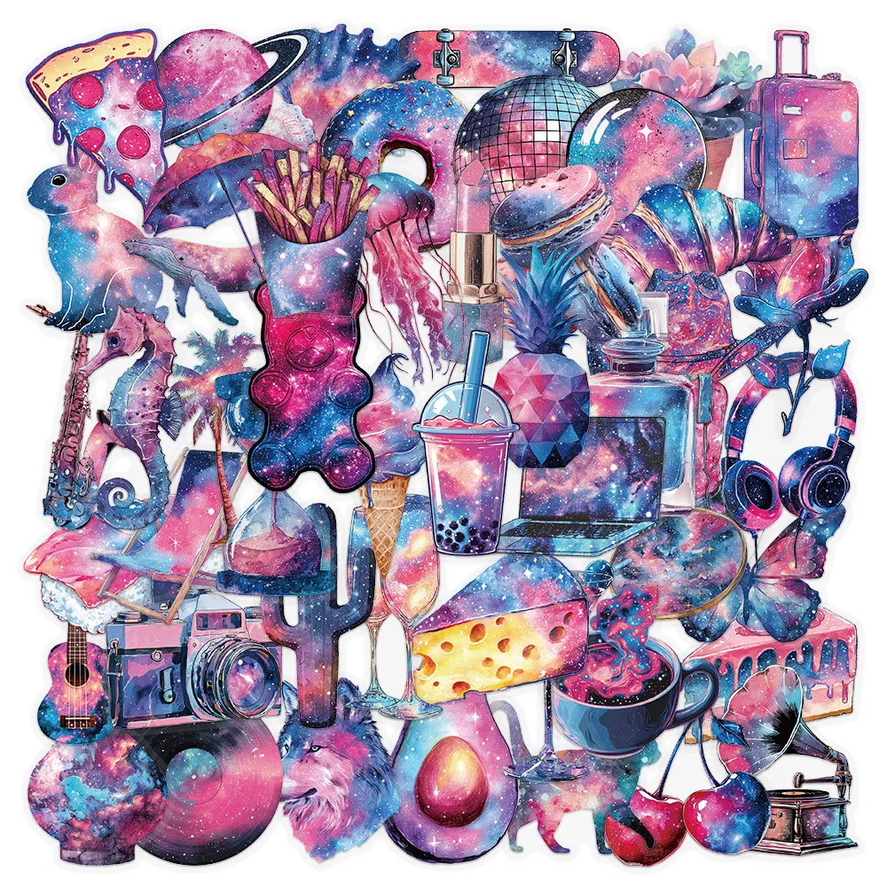 

50PCS Starry Sky Sticker PET Ledger Material Can DIY Decoration Notebook Phone Case Water Cup Waterproof Sticker Kids Toy