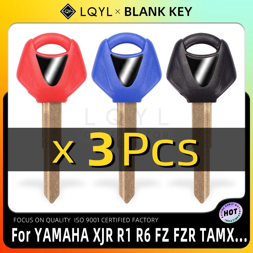 3Pcs New Blank Key Motorcycle Replace Uncut Keys For YAMAHA YZF XJR1300 FJR1300 MT09 MT07 XJ6 TMax FZ6 FZ8 R3 R1 R6 XJR400 SR400