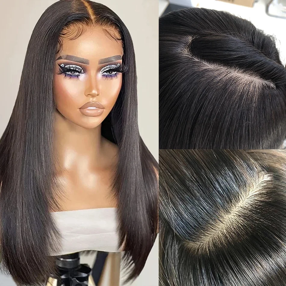 

180% Pre Plucked 5x5 PU Silk Base Closure Human Hair Wigs With Baby Hair Straight Brazilian Remy 13x4 Silk Base Lace Front Wig