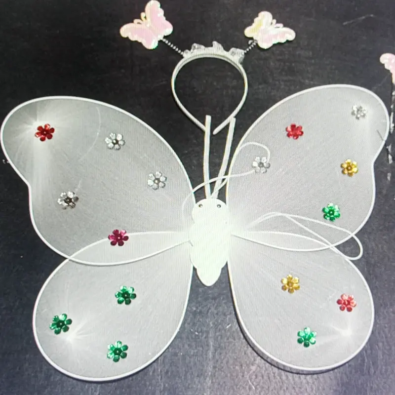 Children Costume Props Girls Skirts Angel Luminous Wings Flashing Butterfly Skirt Lights Suit 2-8year Easter Valentines Day