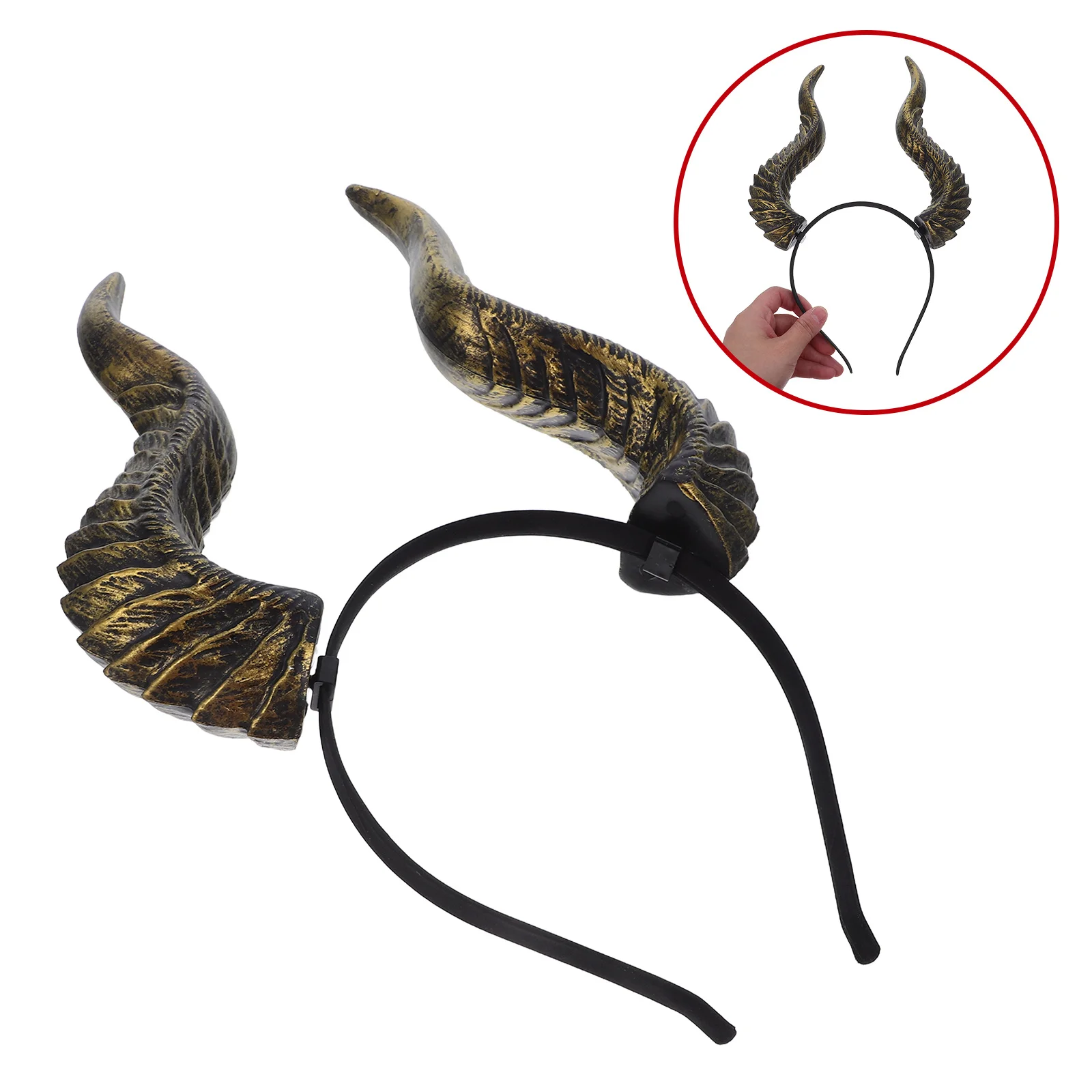 

1pcs Demon Horns Headband Adjustable Resin Halloween Cosplay Party Fancy Dress Festival Masquerade Costume Accessory Universal