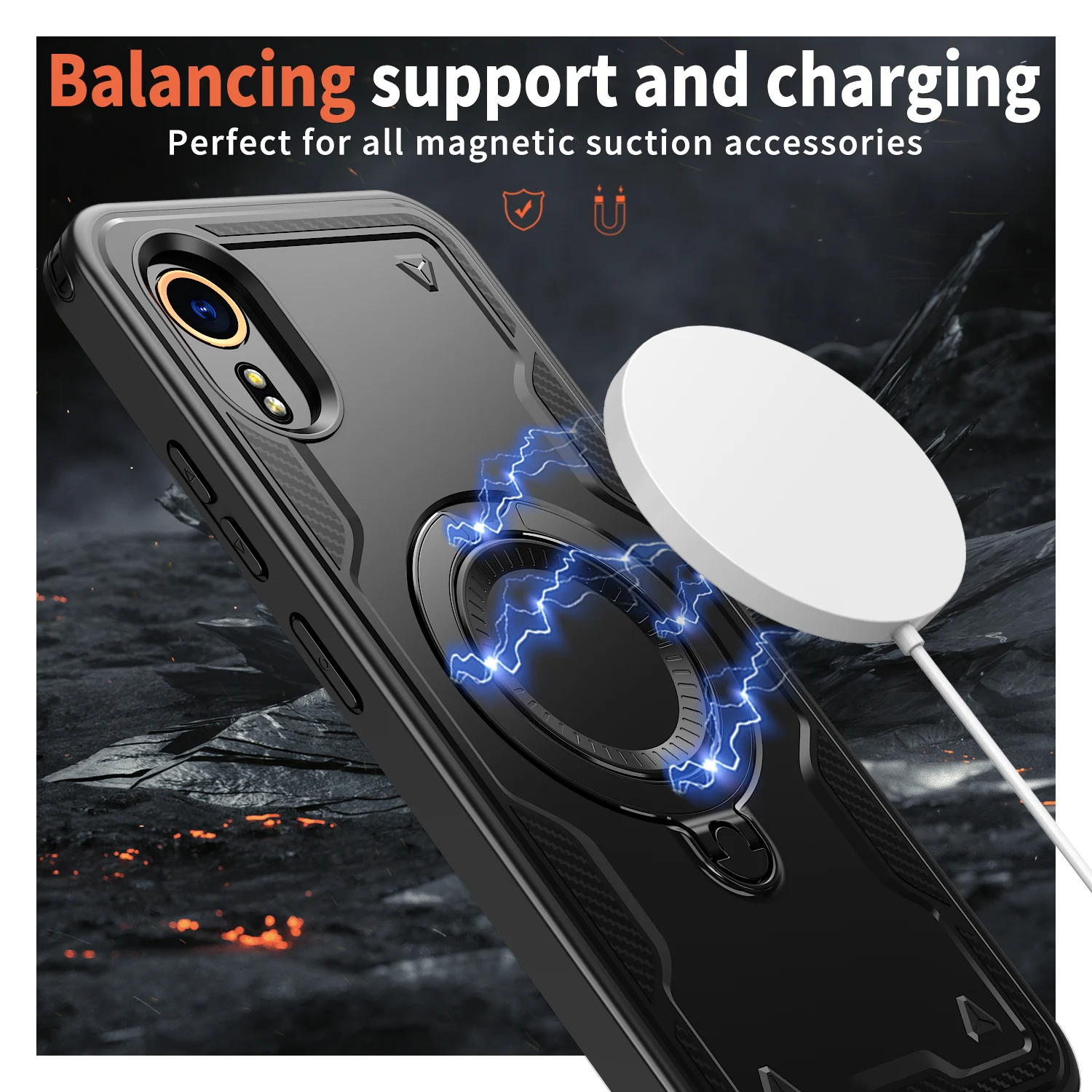Etui do Samsung Galaxy Xcover 7 Armor Shockproof 360 °   Obrotowy magnetyczny metalowy uchwyt na telefon z twardej tworzywa sztucznego z ramką TPU — zdjęcie produktu 5
