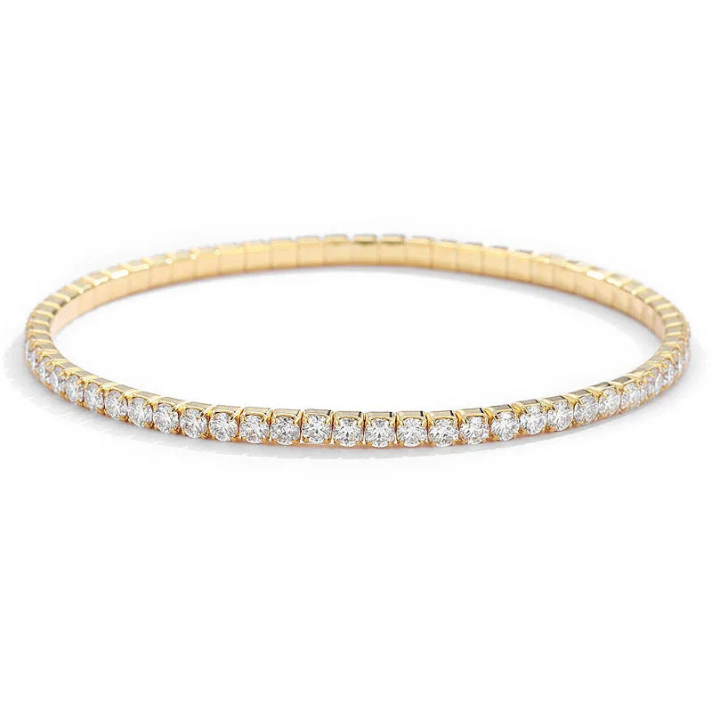 Luxury Solid Platinum PT950 18K gold Women's 6 points diamond moissanite diamond elastic bracelet bracelet