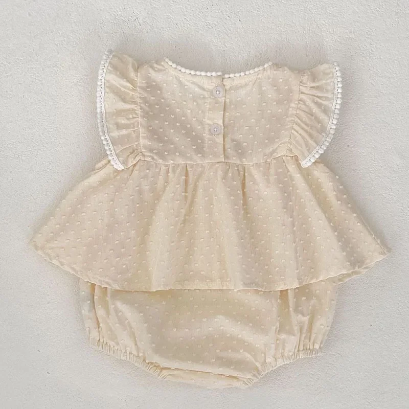 بدلة صيفية جديدة لعام 2025 للأطفال الرضع البنات بأكمام طويلة من القطن بلون سادة بدلة للأطفال البنات من عمر 0 إلى 24 شهرًا ملابس أطفال #3