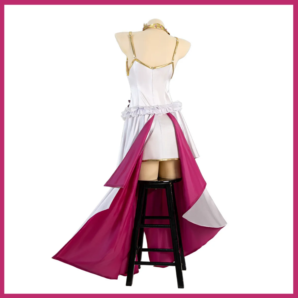 Anime CODE GEASS Lelouch of The Rebellion Cosplay Costume White Evening Dress Crown Wig Woman Sexy Carnival Masked Ball Suit view 4