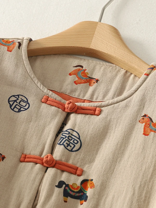 Cappotto invernale in cotone vintage retrò, vestibilità ampia, comodo, casual, con stampa nazionale, design con bottoni e dettaglio