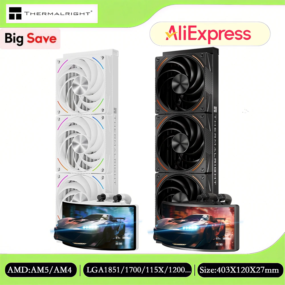 

Thermalright Rainbow Vision 360 Turbo ARGB Универсальный охладитель воды 360 мм, DIY/6,67-дюймовый изогнутый экран 2K LGA 1851/1700/AM5 AM4
