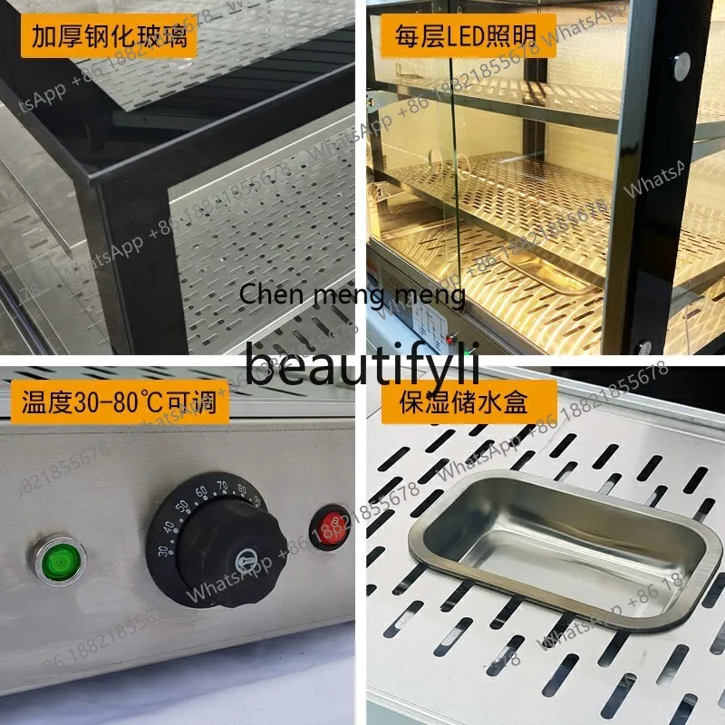 Z189 خزانة معزولة لبانتيات همبرغر، خزانة معزولة صغيرة لسطح المكتب مربعة من الفولاذ المقاوم للصدأ، كابينة معزولة لعرض الطعام #5