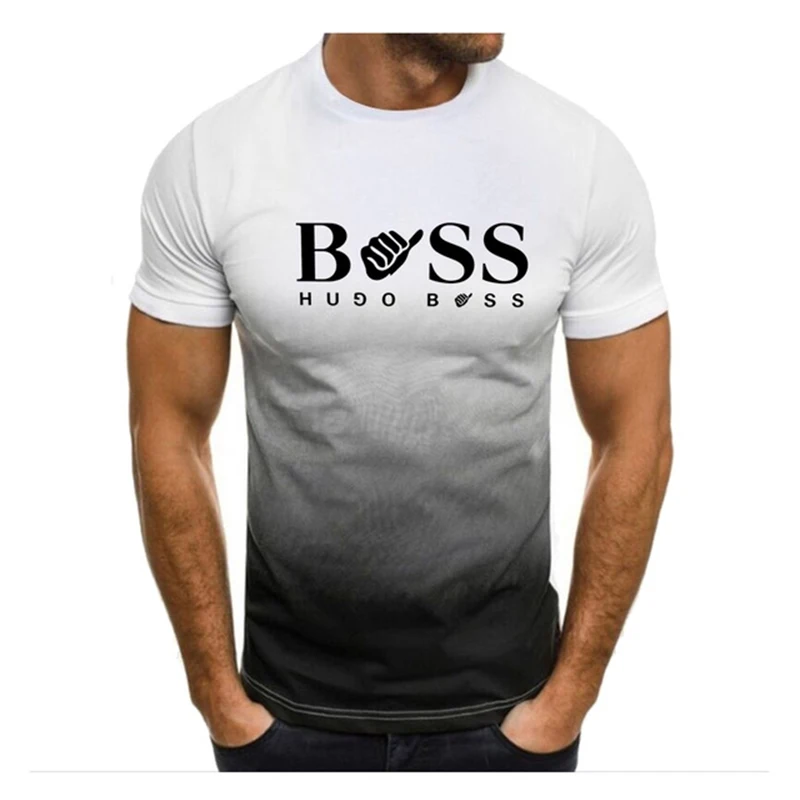 Sommer Herrenbekleidung: Trendige Sport-T-Shirts mit verschiedenen Prints, Kurzarm, schnelltrocknend, für Fitness und Freizeit – Herren-T-Shirts mit Farbverlauf – Detail 1