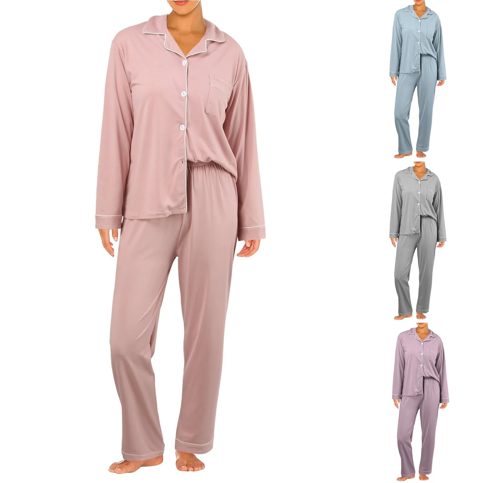 Women's Pajamas Set Soft and Comfort Nightie Spring and Autumn Style Long Sleeve Home Wear Set Nightwear Sleepwear Lingerie