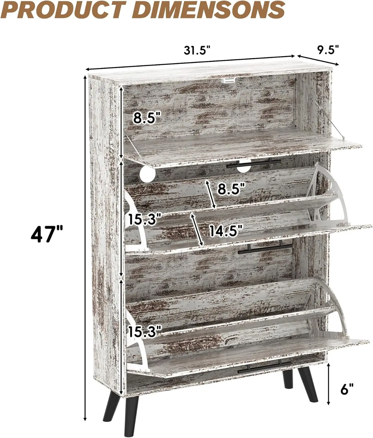 خزانة أحذية ضيقة للمدخل مع درجين قابلين للطي، خزانة أحذية قائمة بذاتها للمزرعة، منظم أحذية خشبي نحيف #1