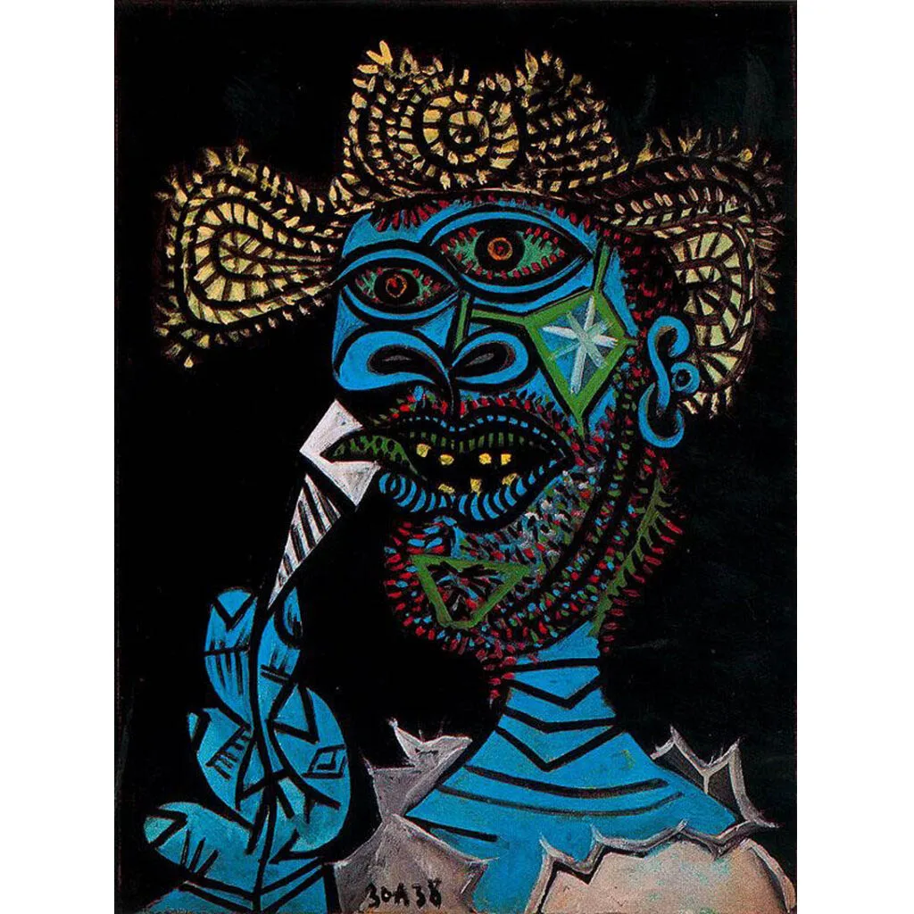 

Man with a straw hat and an ice-cream by Pablo Picasso Handpainted art painting on canvas Abstract figure painting Room decor