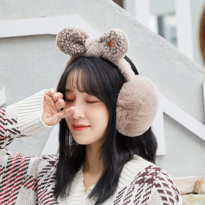 Outono inverno earmuffs mulheres orelhas de coelho kawaii meninas casual macio acolhedor pelúcia peludo ulzzang estudantes ins ao ar livre capa de ouvido novo