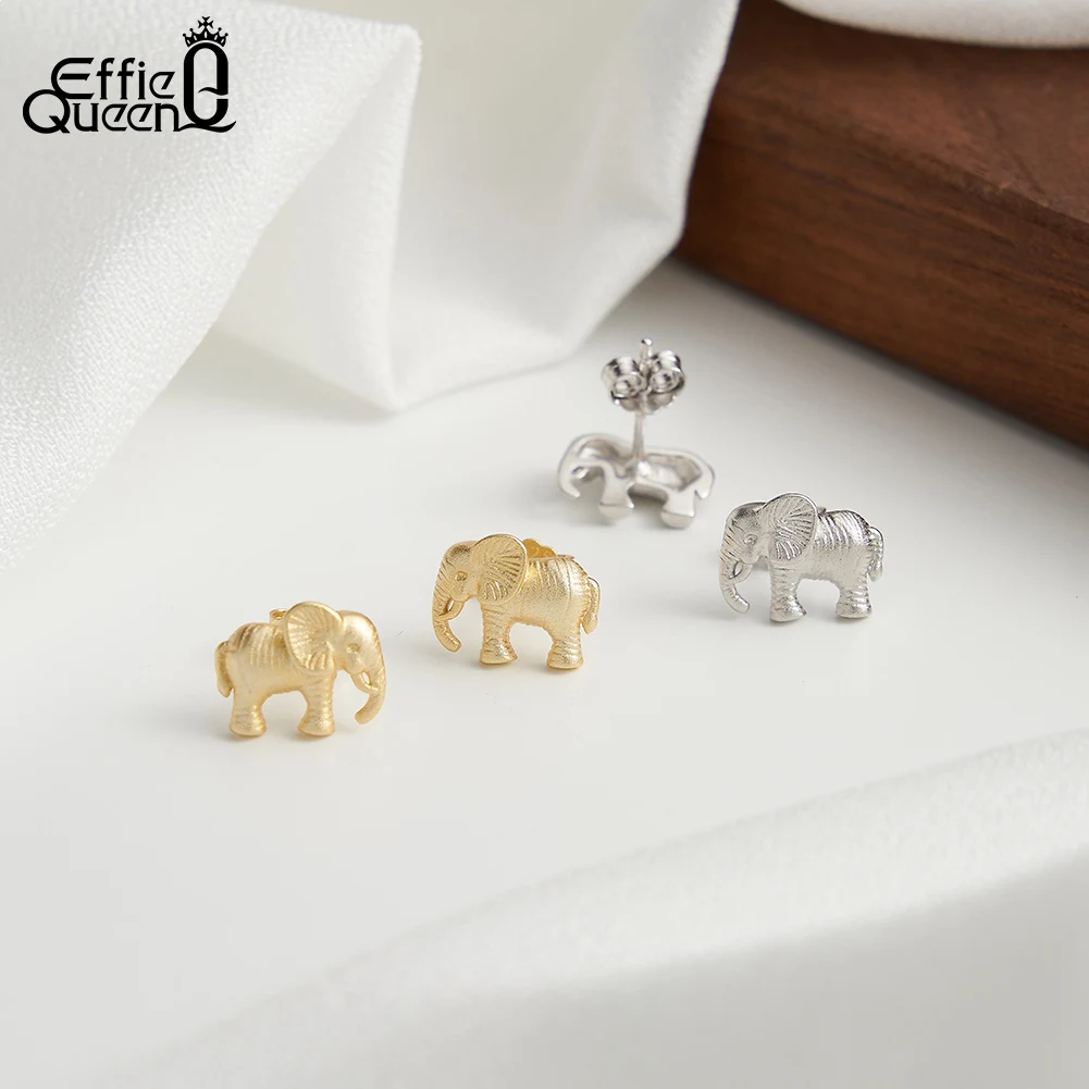 Effie Queen 925 Sterling Silver Stud Earrings Elephant Style Design Gorgeous Women Jewelry Animal Earring For Anniversary SE404