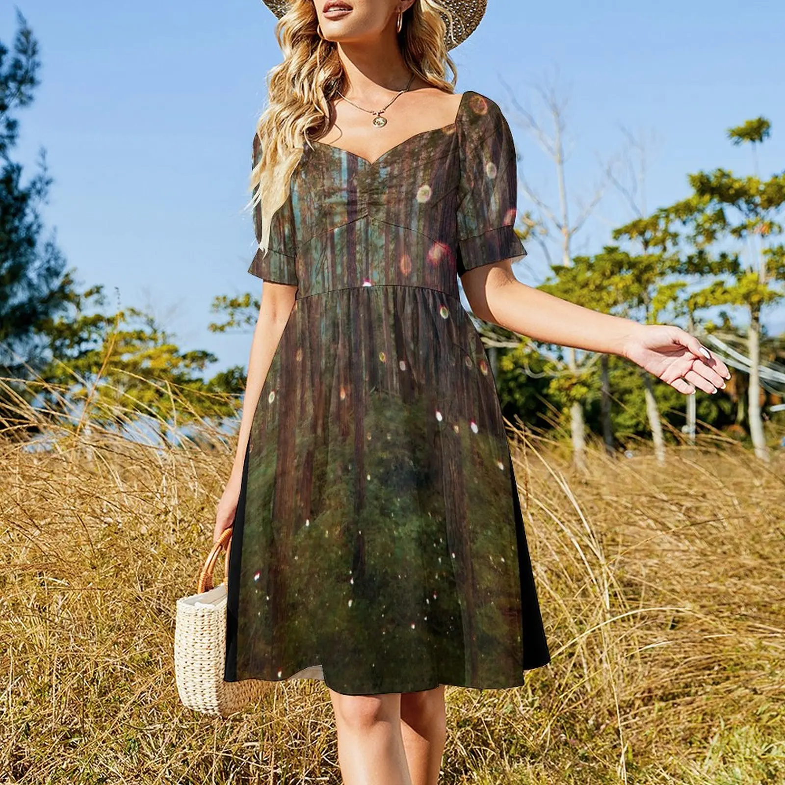 Forest Trees Nature Path - Magical Midsummer Night's Dream Short Sleeved Dress cocktail dresses Women's summer suit Dress