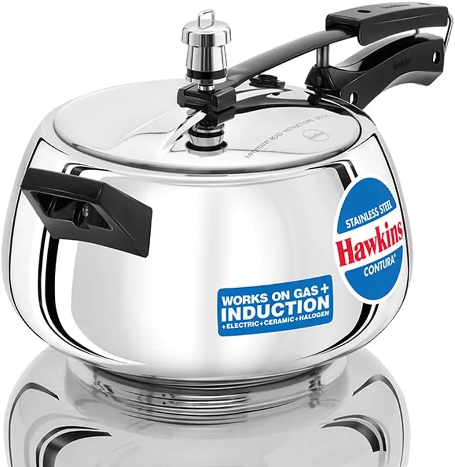 

5-Liter Stainless Steel Pressure Cooker with Induction Base, Even Heating for 5-7 People