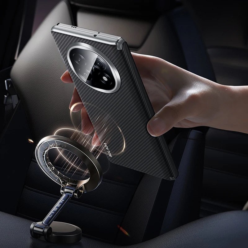 

Case For OPPO Find N5 Kevlar Textured PU Leather Magnetic Charging Shockproof Mobile Phone Case Cover