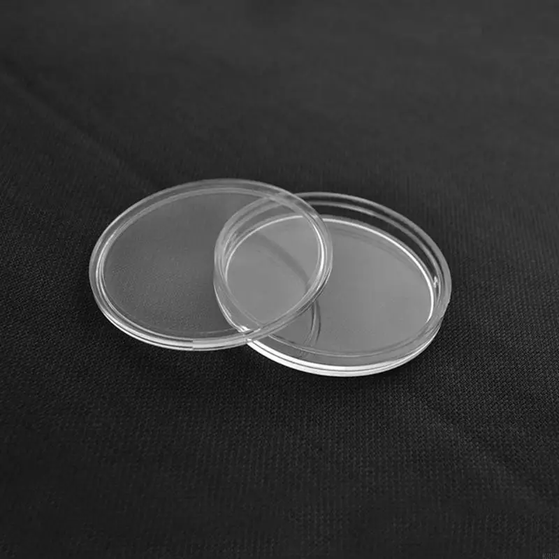K3KD 100pcs 25mm Kapsul Koin Koin Transparan Kotak Penyimpanan Kotak Tampilan Round