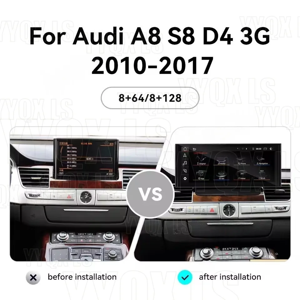

12.3 inch For Audi A8/S8/D4/3G 2010-2017 Device Wireless GPS Navigation Stereo Multimedia Player Android Auto with Carplay
