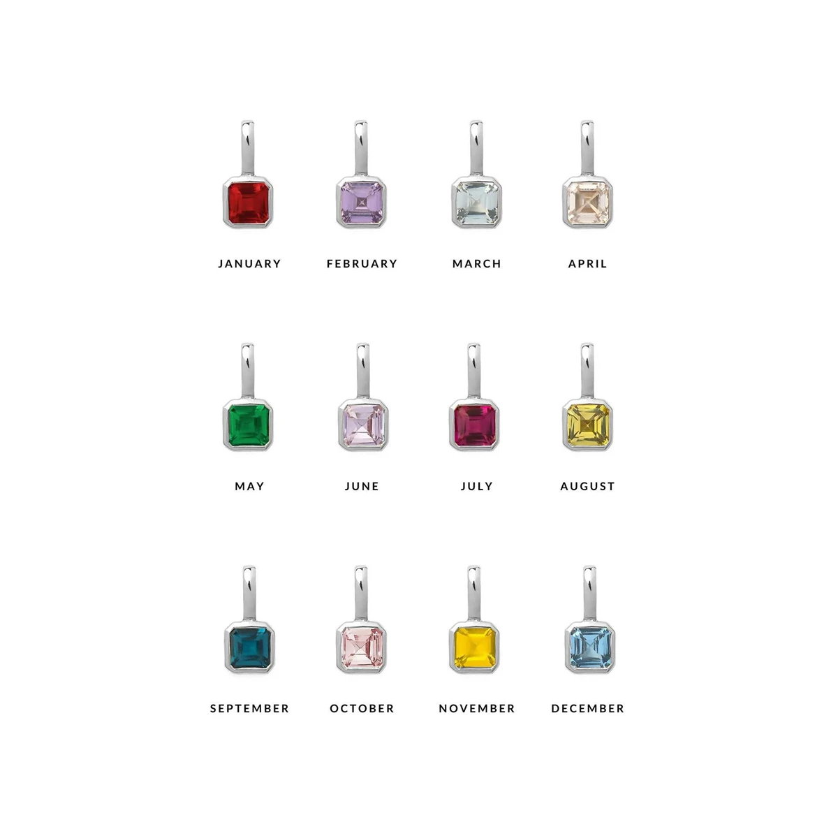 Titanium steel simple 12 birthstone pendant DIY square pendant vacuum plated 18k real gold in the furnace