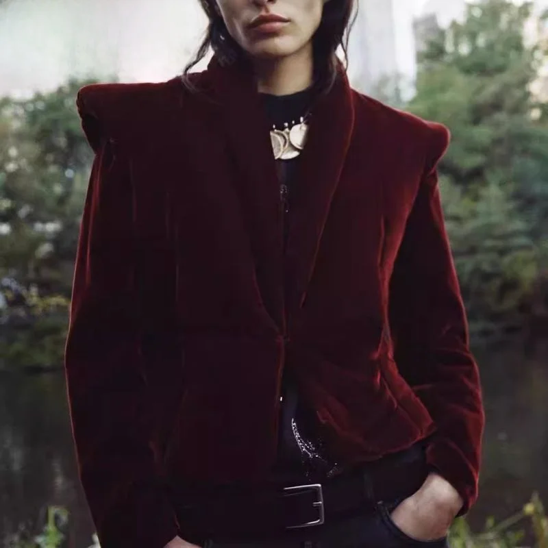 

Faionable Velvet Long Sve V-Ne Cotton Jaet Women's Outerwear New Autumn Winter Collection Ele Swan Series 954958